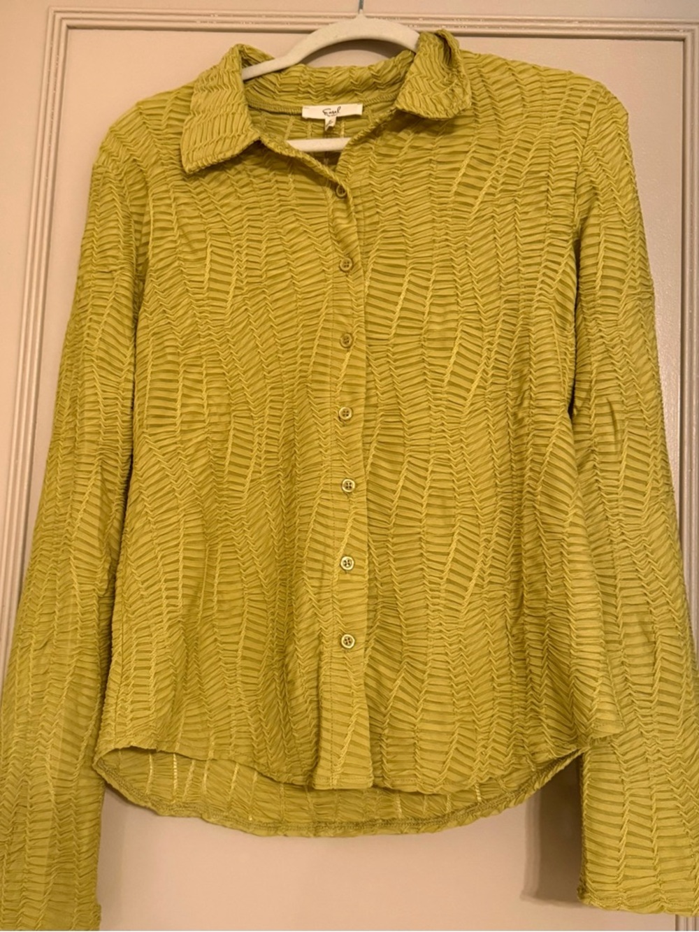 easel Lime Olive Textured Button-Down Shirt
